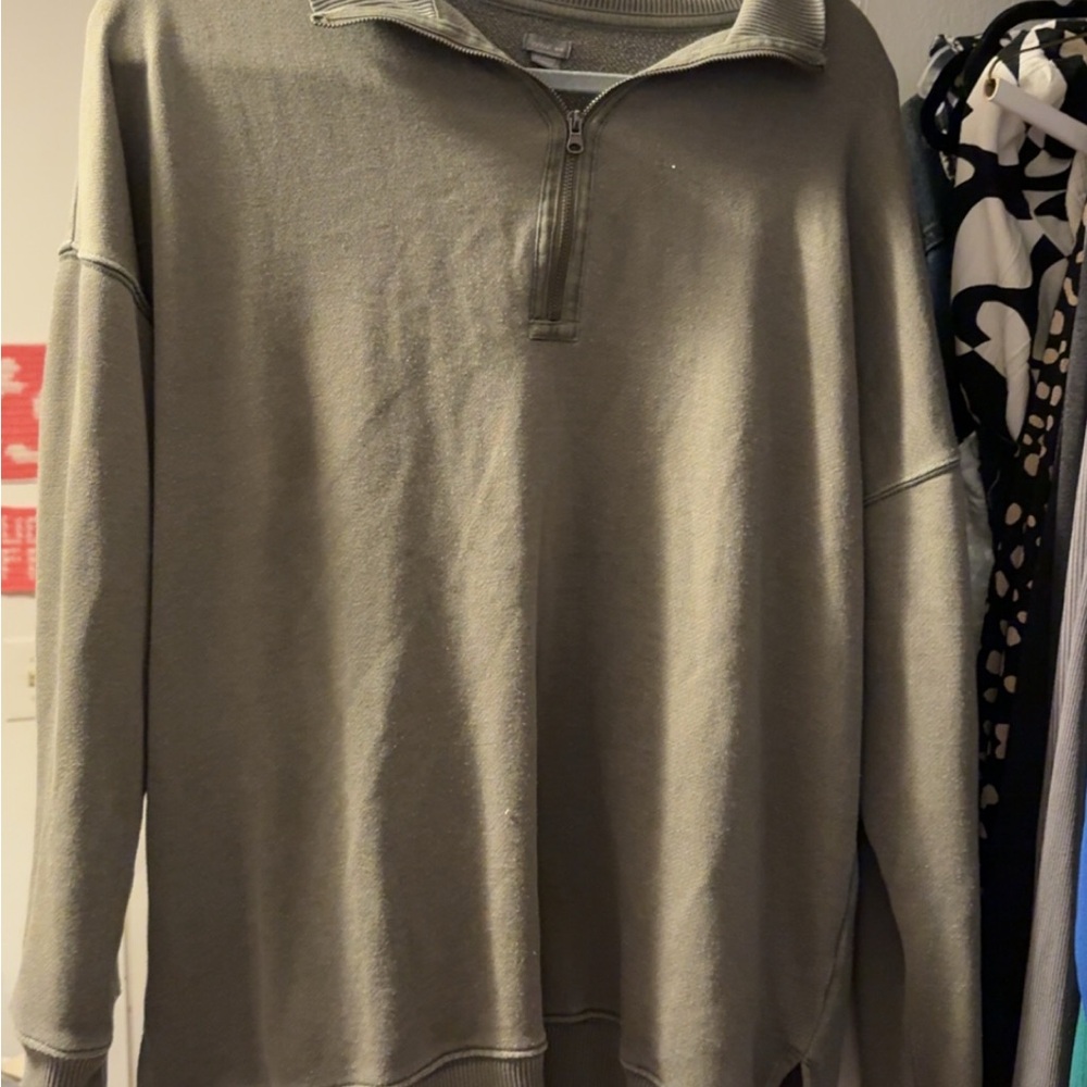 Aerie Olive Green Zip Pullover
